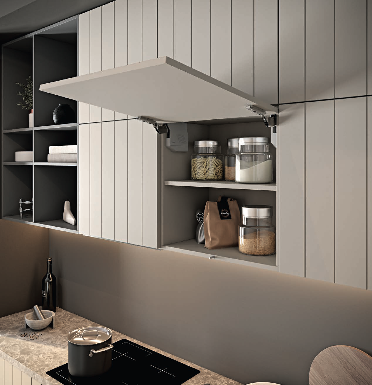 Кухонный гарнитур серый в стиле лофт П-образный Линнеа на заказ от производителя