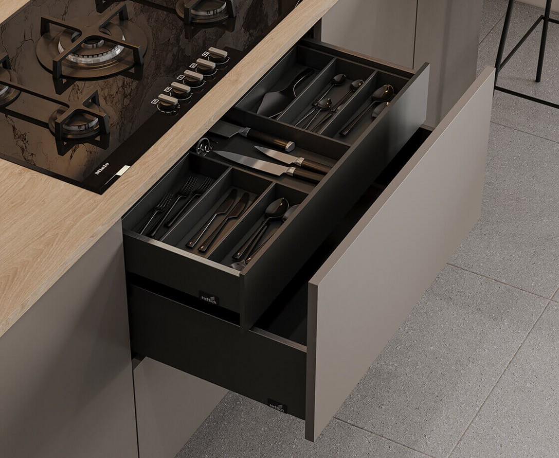 Кухонный гарнитур серый с пластиковым покрытием угловой из дерева модерн графит АЙРИС на заказ от производителя