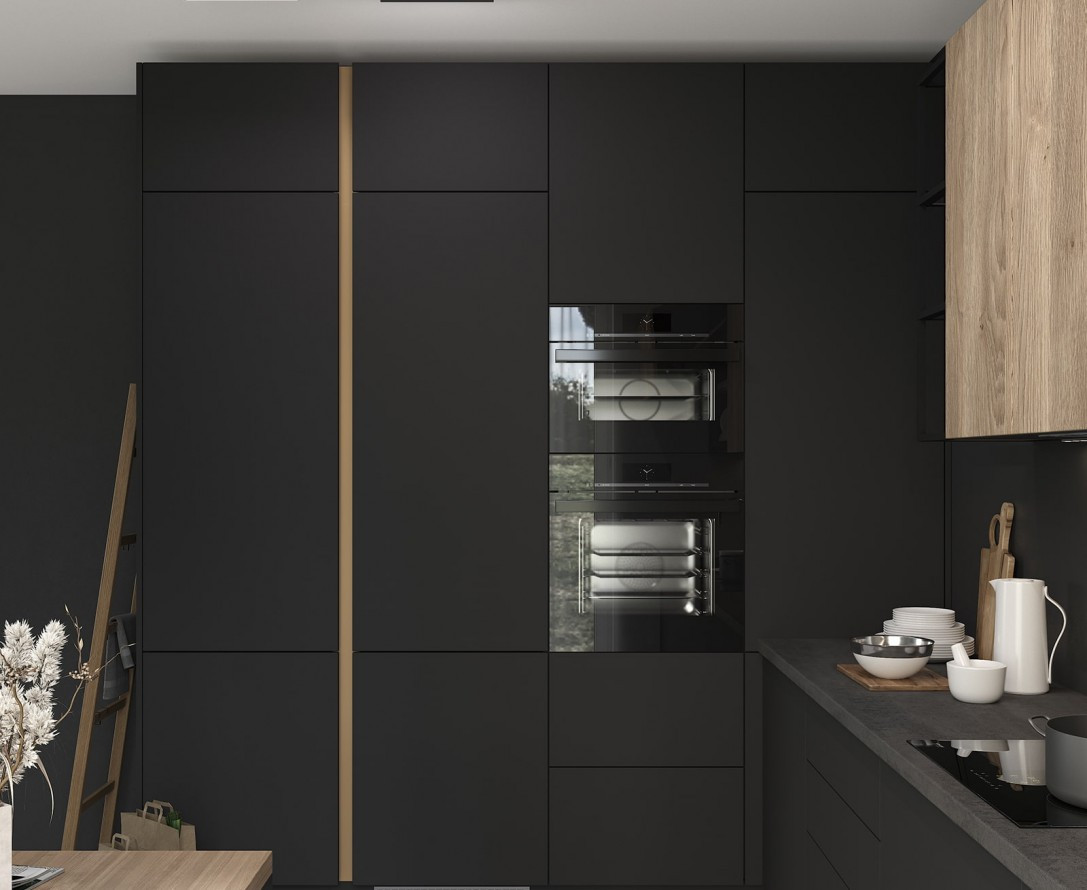 Мебель для кухни в стиле лофт черная МДФ минималистичная ОБСИДИАН на заказ от производителя