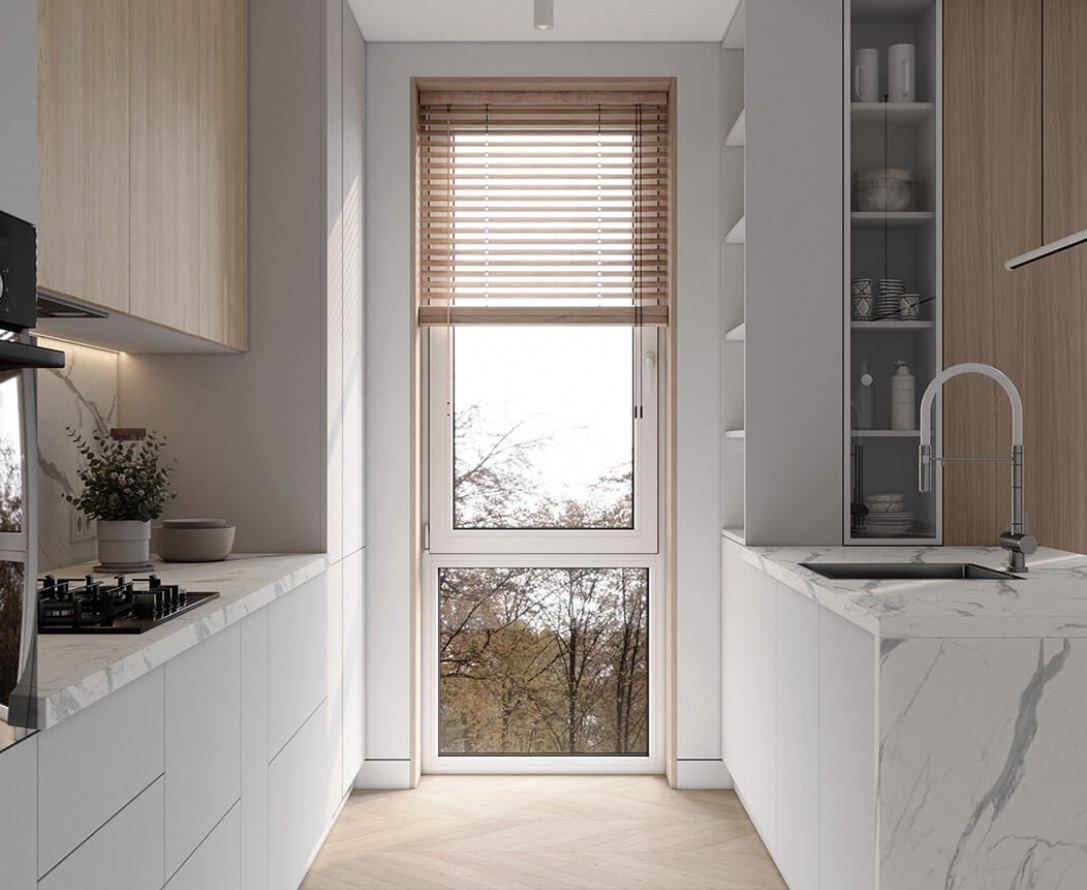 Кухонный гарнитур серый с пластиковым покрытием прямой в стиле модерн из акрила БЕТТИ под заказ от производителя
