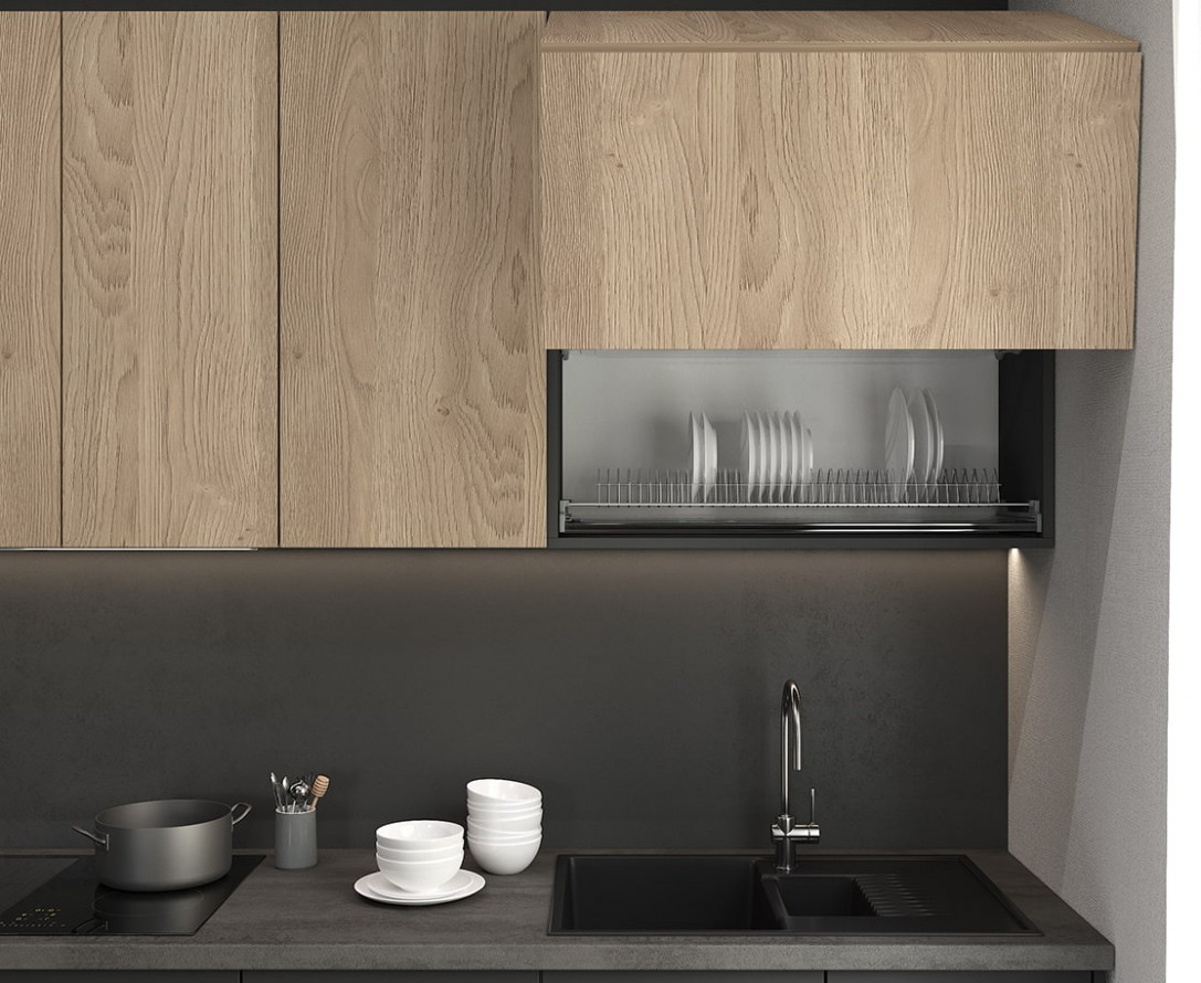 Черный кухонный гарнитур в стиле лофт МДФ минималистичная ОБСИДИАН на заказ от производителя