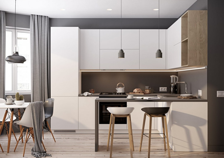 П-образный кухонный гарнитур в минималистичном дизайне БЛАНКО под заказ от производителя